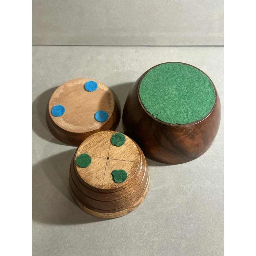 Vintage Wooden Handmade‎ Bowl/dish Lot Of 3